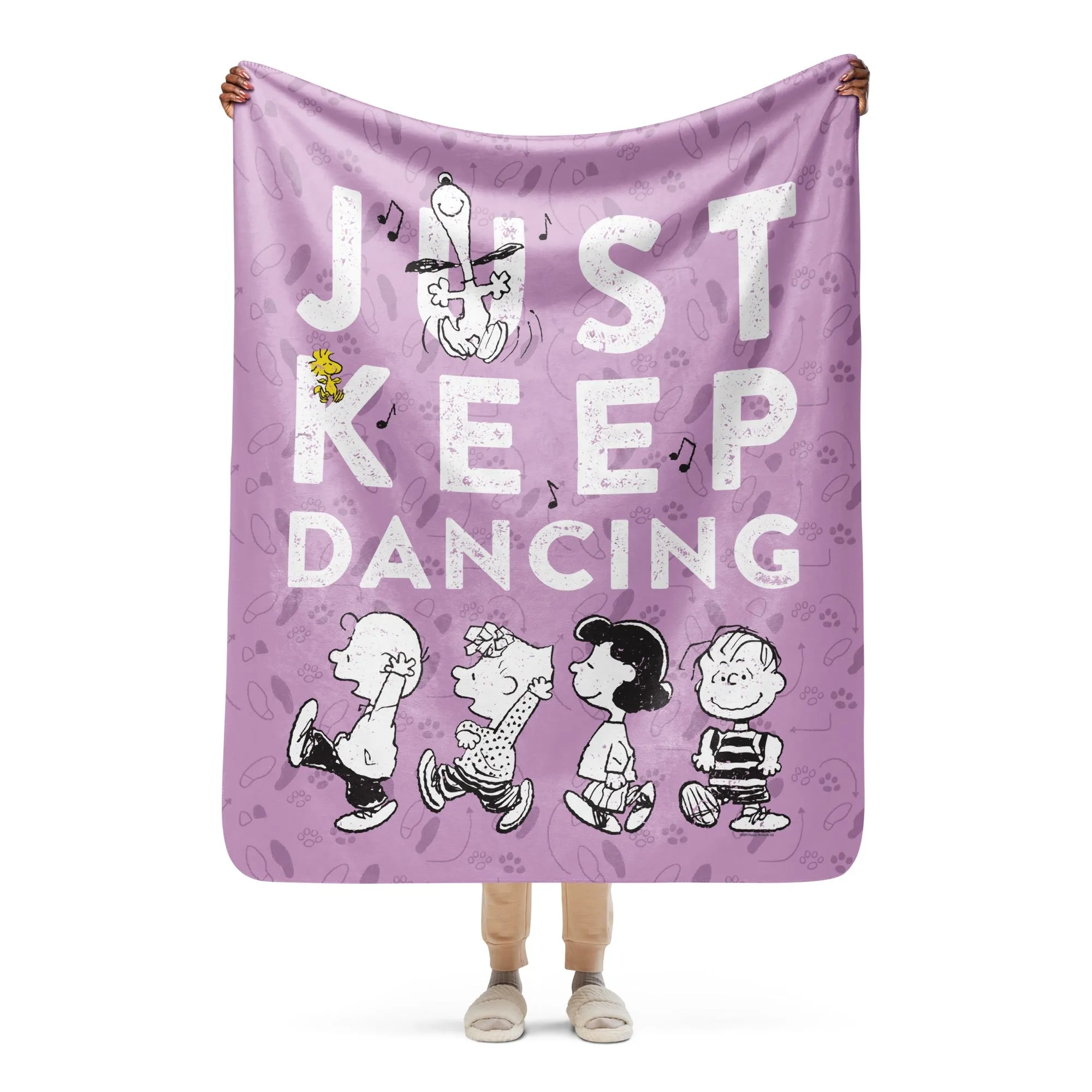 Peanuts Just Keep Dancing Sherpa Blanket