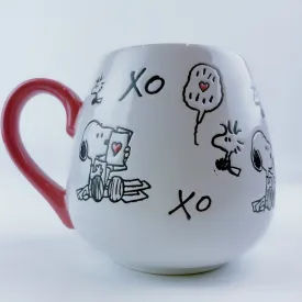 Peanuts Snoopy & Woodstock Giving Love Xo Letters Ceramic Mug 20oz - Pink