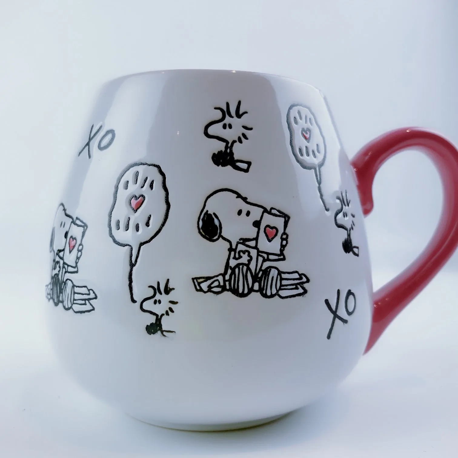 Peanuts Snoopy & Woodstock Giving Love Xo Letters Ceramic Mug 20oz - Pink