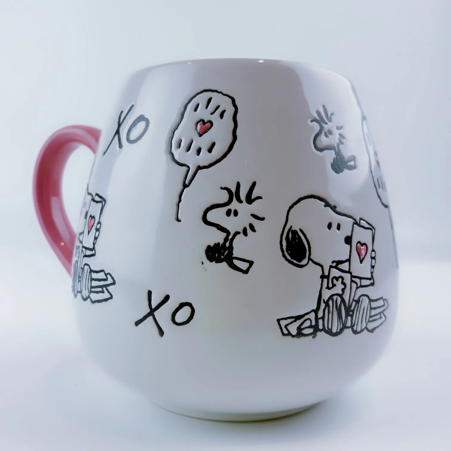 Peanuts Snoopy & Woodstock Giving Love Xo Letters Ceramic Mug 20oz - Pink