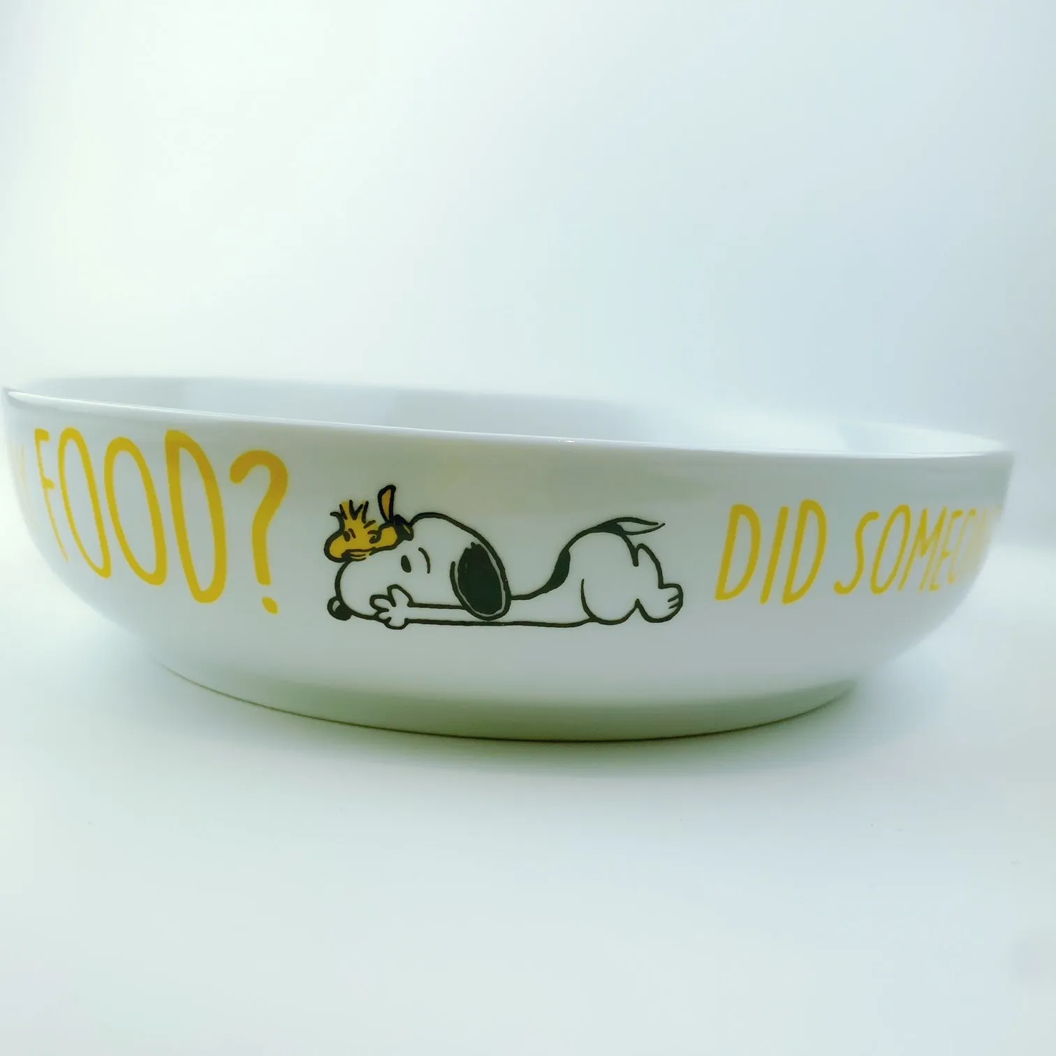 Peanuts Snoopy & Woodstock Prone Dinner Bowl Did Someone Say Food 8.5"