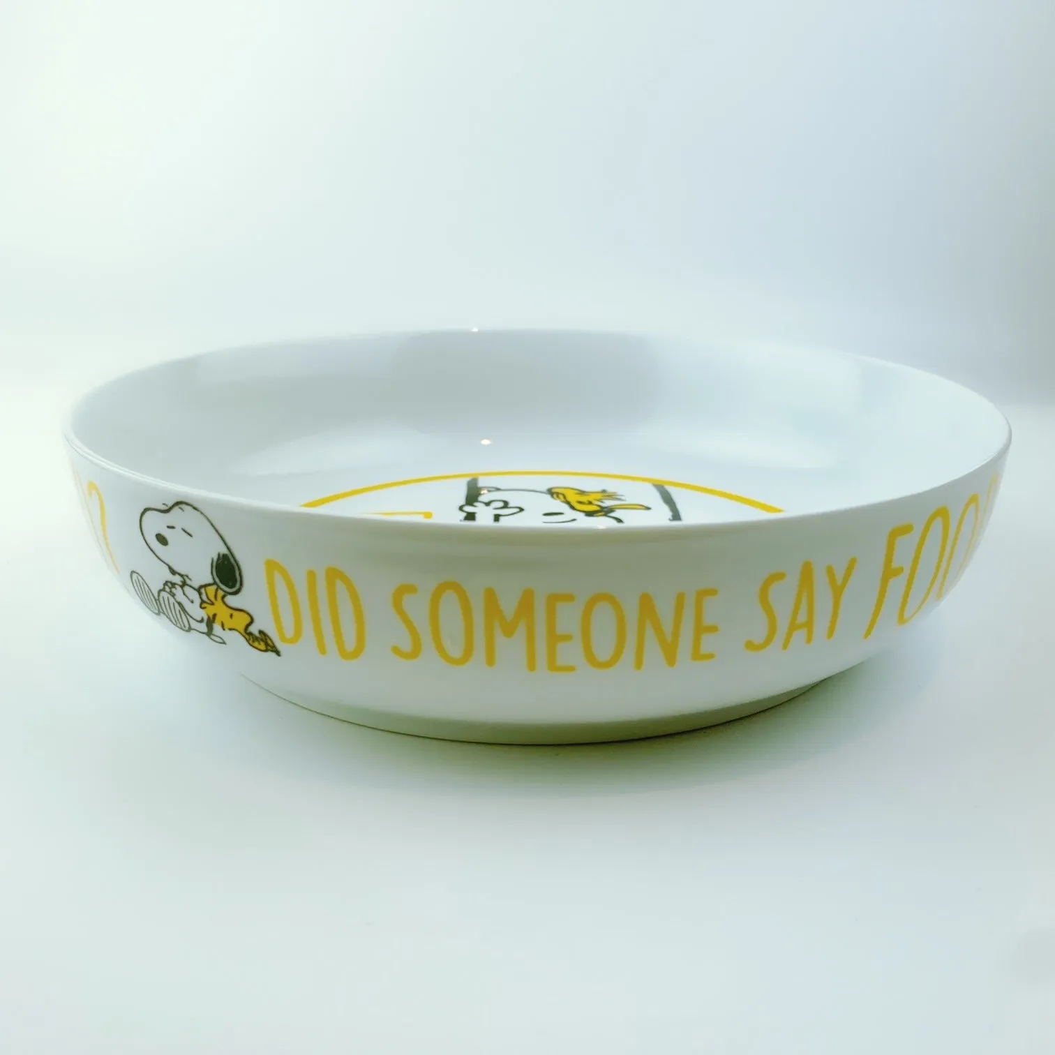 Peanuts Snoopy & Woodstock Prone Dinner Bowl Did Someone Say Food 8.5"