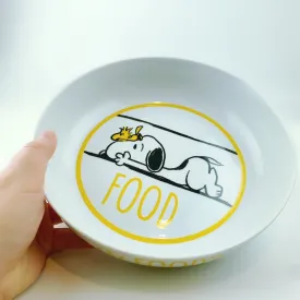 Peanuts Snoopy & Woodstock Prone Dinner Bowl Did Someone Say Food 8.5"