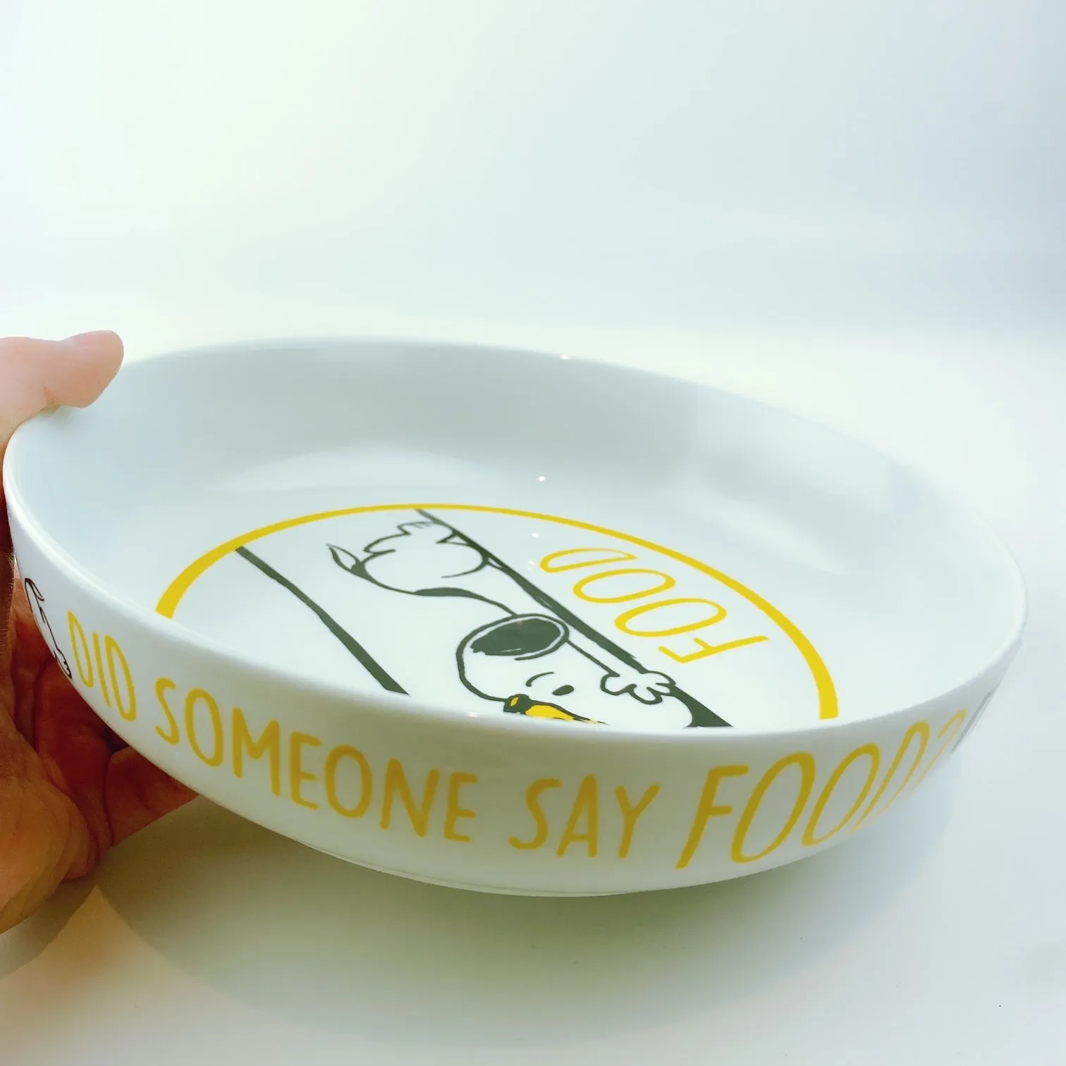 Peanuts Snoopy & Woodstock Prone Dinner Bowl Did Someone Say Food 8.5"