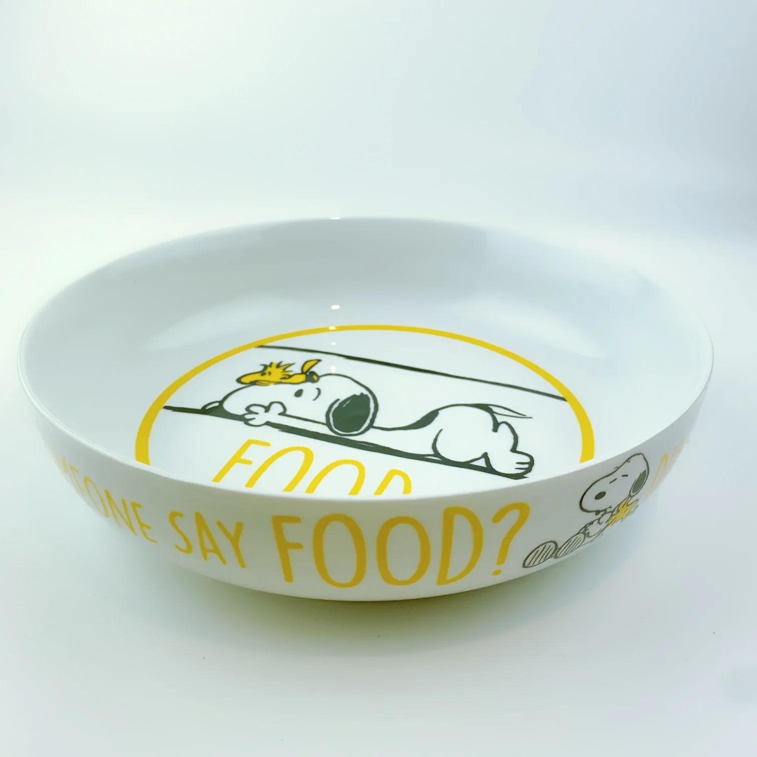 Peanuts Snoopy & Woodstock Prone Dinner Bowl Did Someone Say Food 8.5"