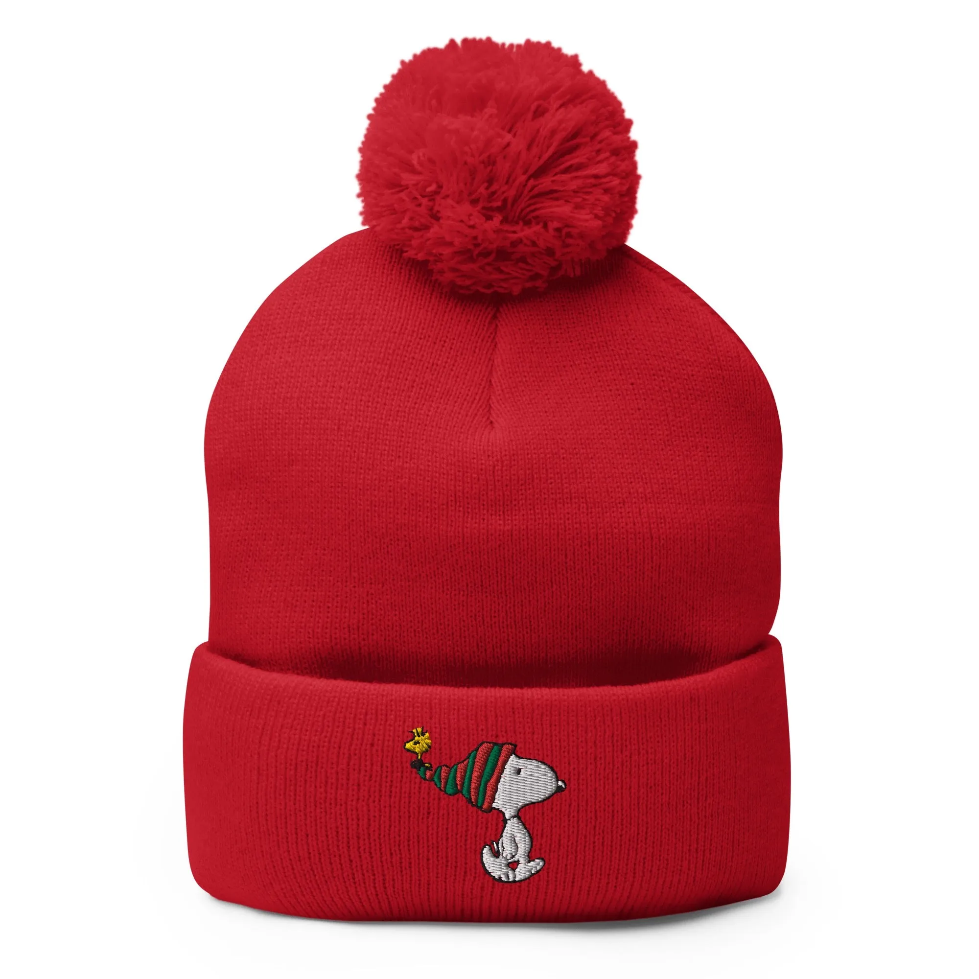 Peanuts Snoopy and Woodstock Pom Pom Knit Beanie