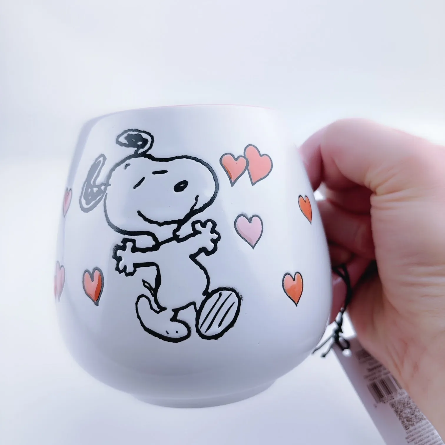 Peanuts Snoopy Dancing Hearts Ceramic Stoneware Pink Mug 20 oz