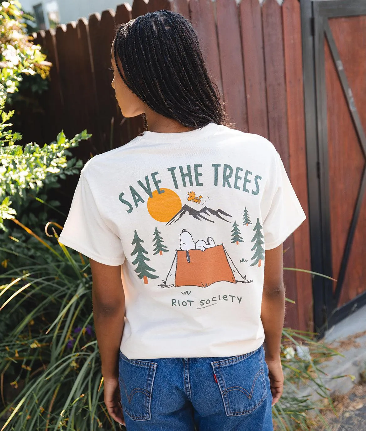 Peanuts Snoopy Save the Trees Womens Tee