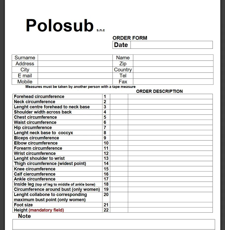 PoloSub Made to Order Custom WetSuit Deposit (Men & Women)