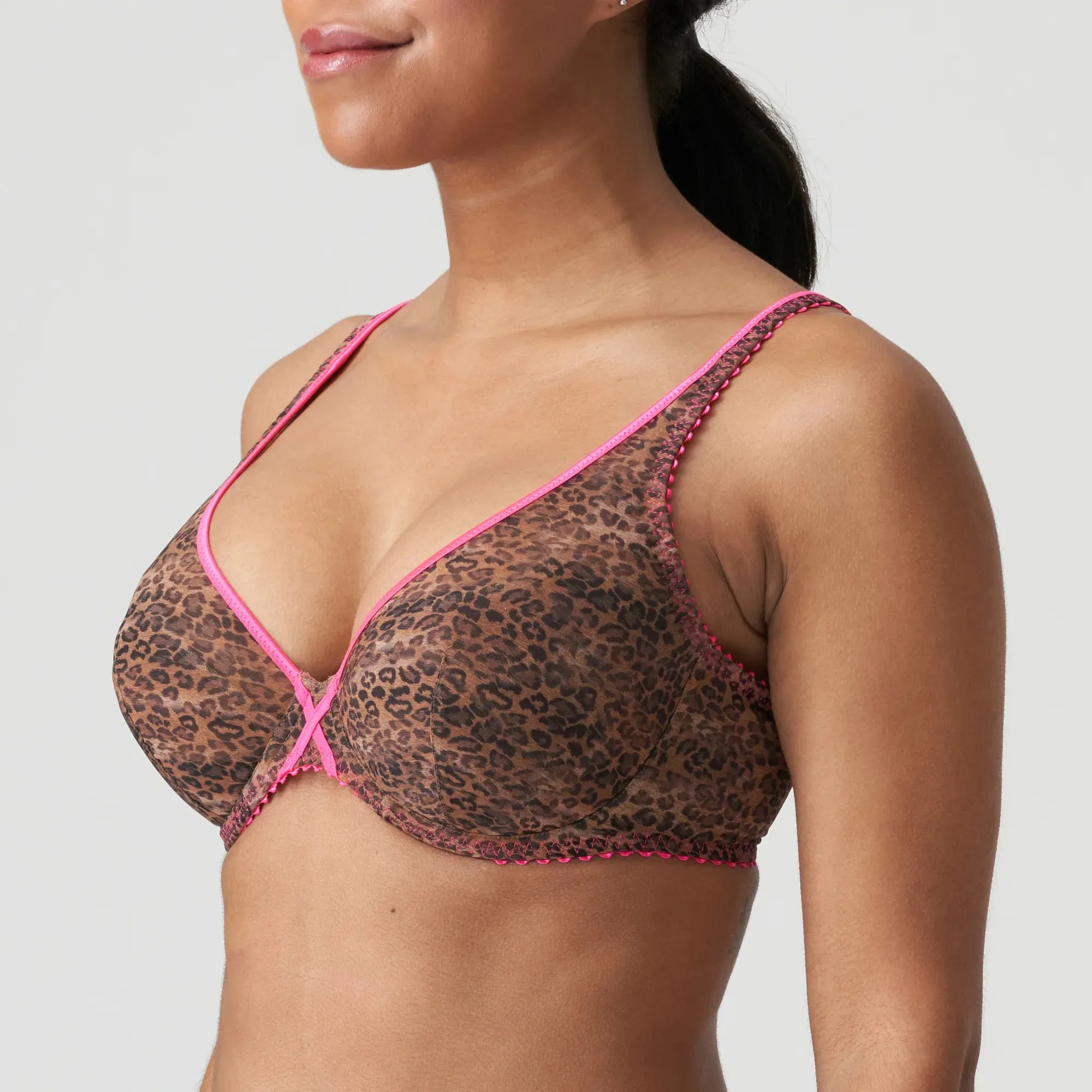 Prima Donna Twist Bralette - Cafe Plum-Cheetah