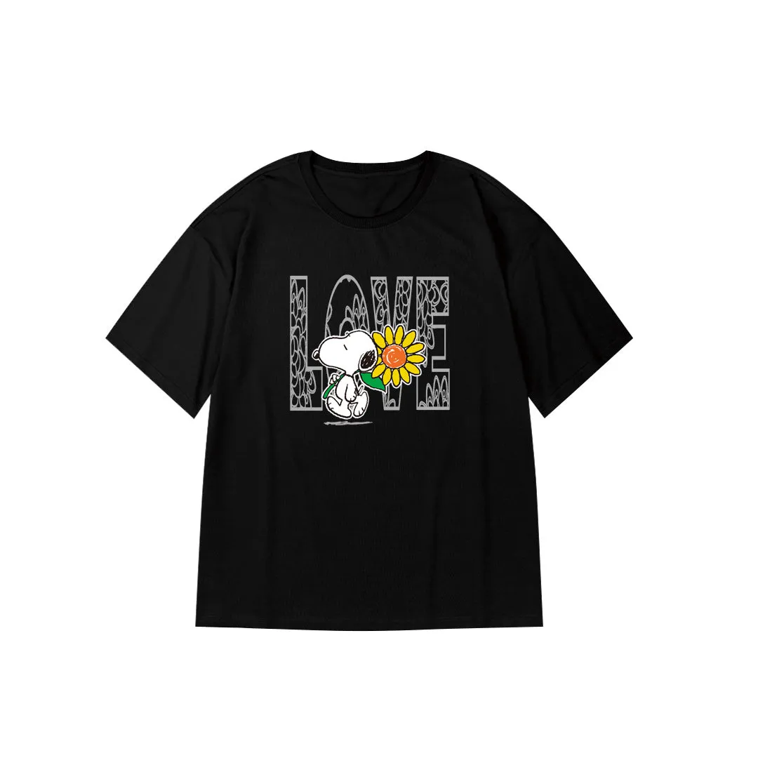 "Love Snoopy" High Graded Odell Fabric Print Oversized Tee 2776