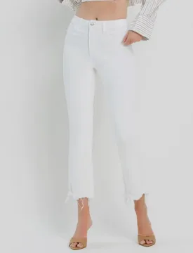 Raw Hem White Jeans