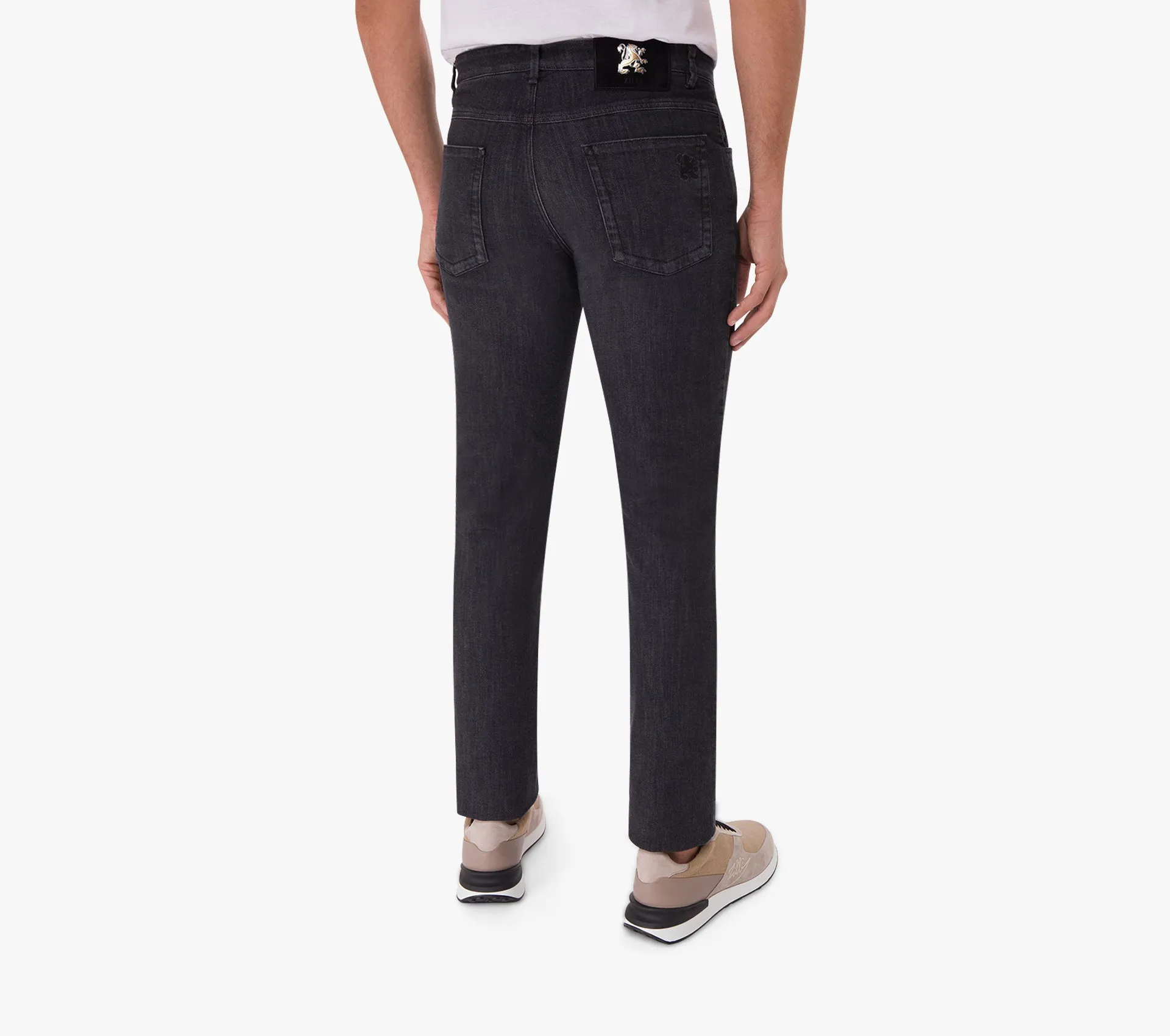 Slim Fit Jeans with Suede Calfskin Patch