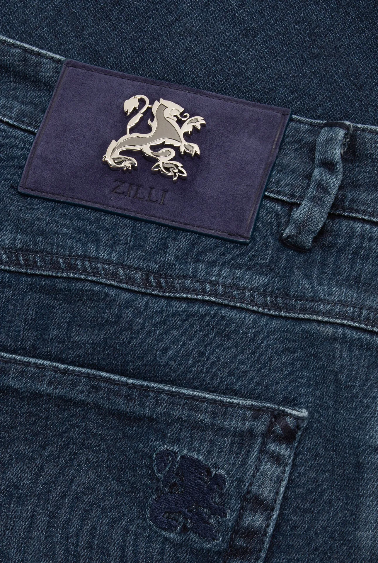 Slim Fit Jeans with Suede Calfskin Patch