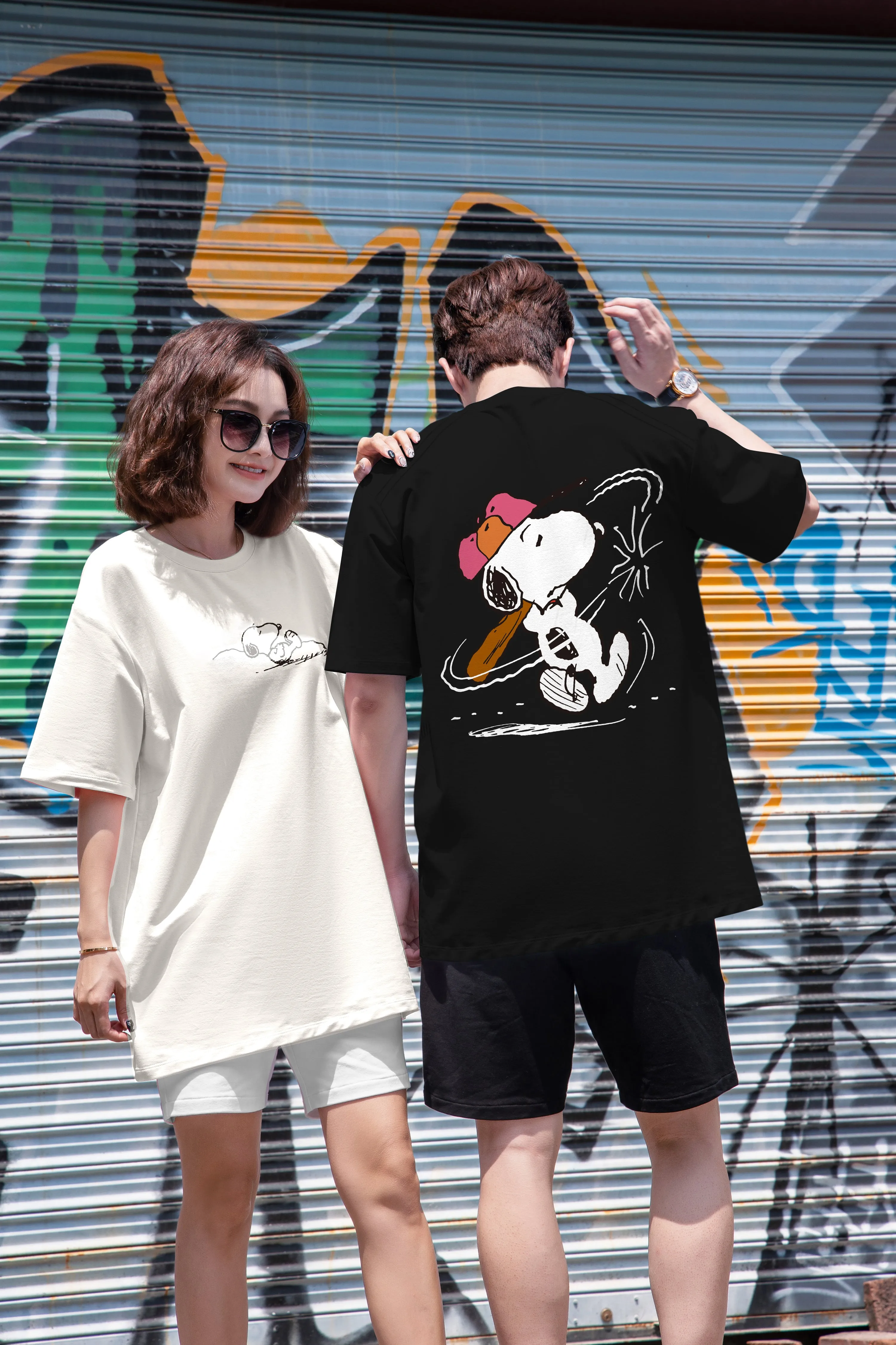 “Snoopy - Baseball” Drop-Shoulder Oversized Tee - 2034