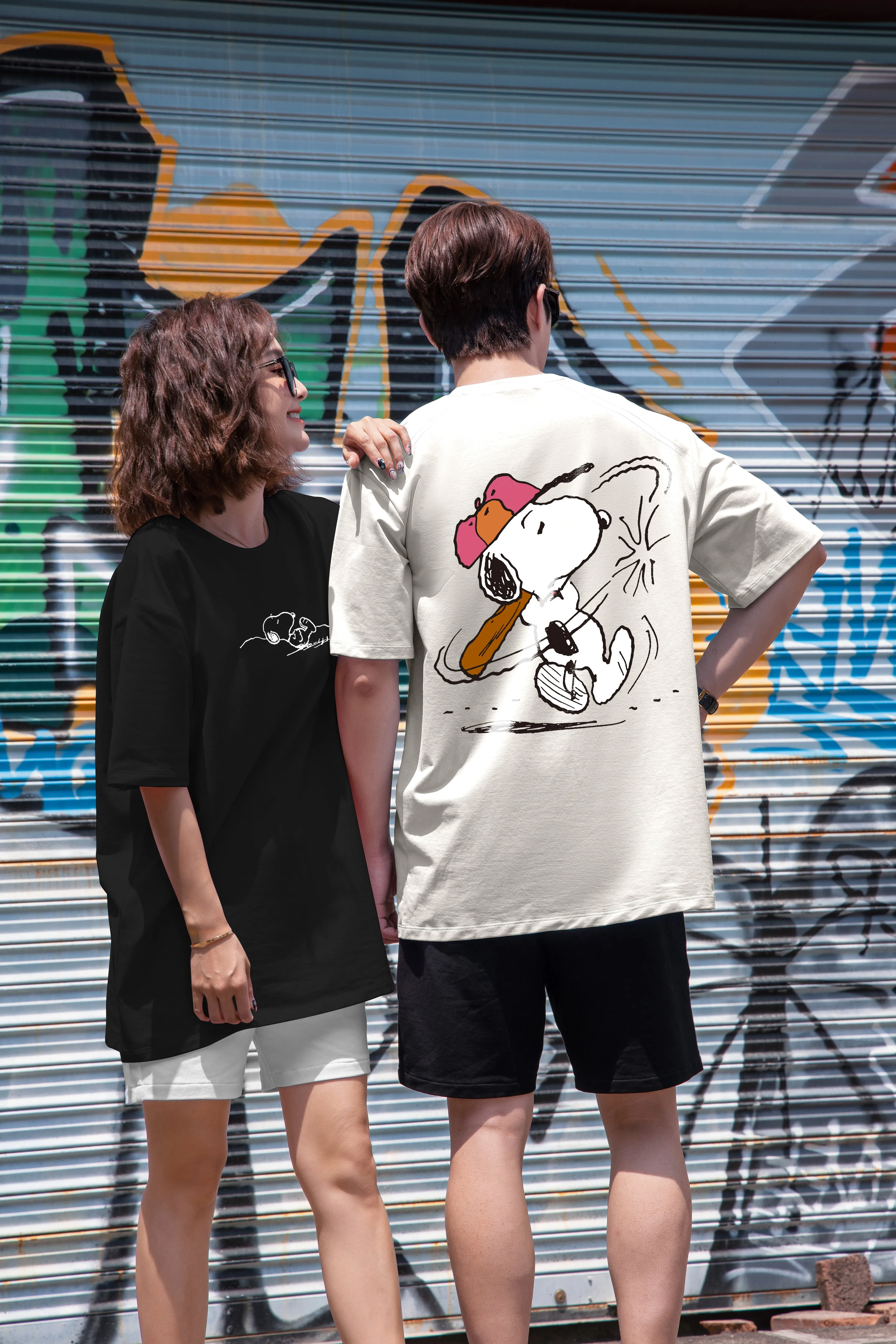 “Snoopy - Baseball” Drop-Shoulder Oversized Tee - 2034