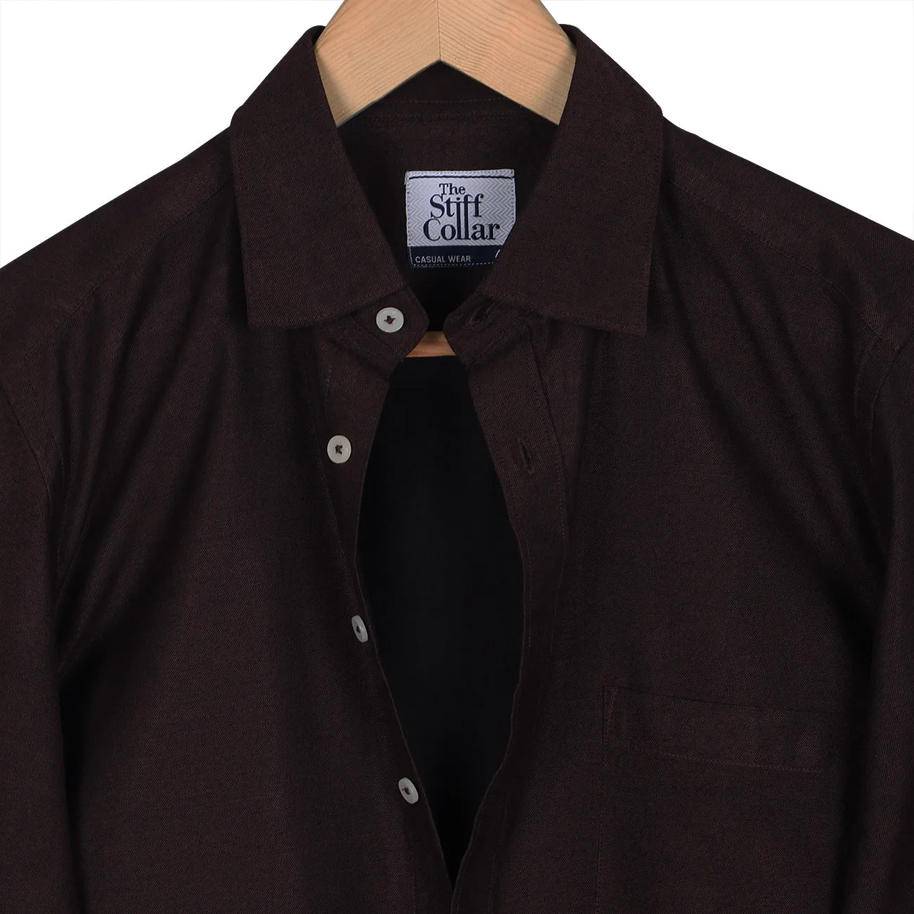 Solid Maroon Melange Cotton Casual Shirt