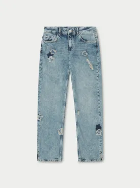 STAR APPLIQUE DENIM JEANS - BLUE WASH