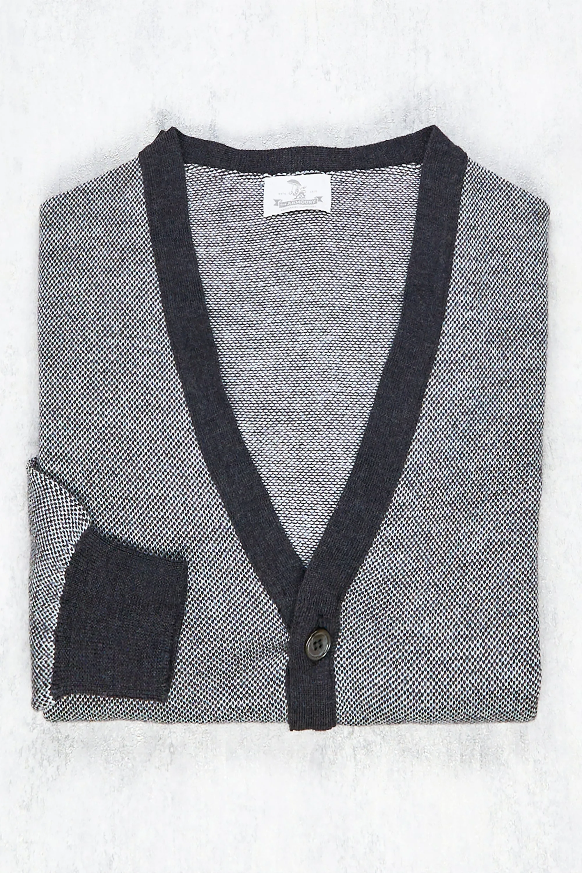 The Armoury Grey Merino Wool Birdseye Cardigan