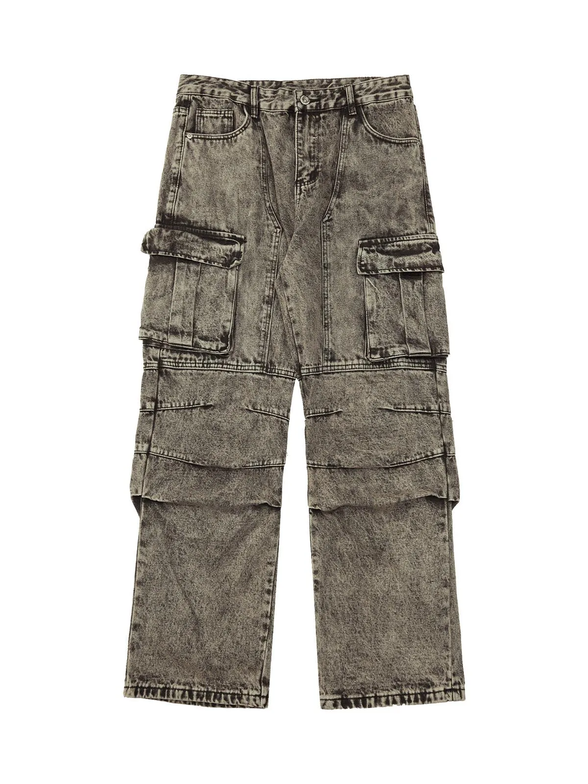 Thesupermade American Street Style Washed Distressed Work Jeans