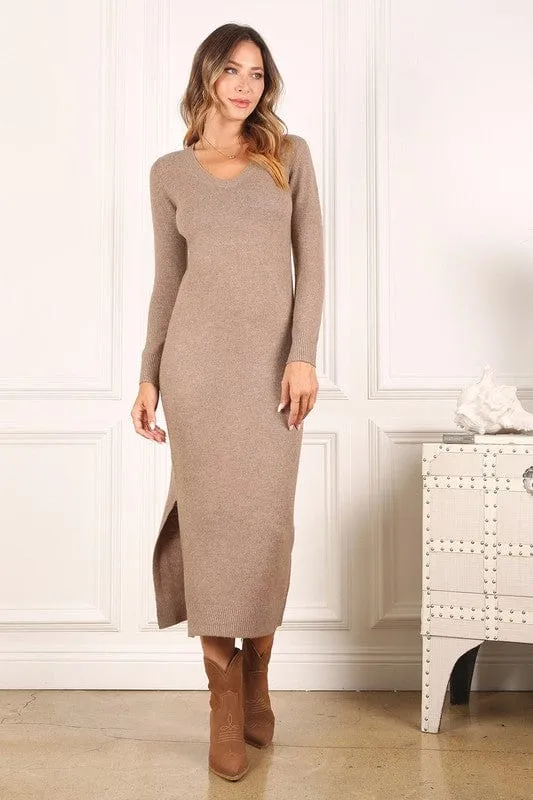 V-neck sweater maxi dress *online only*