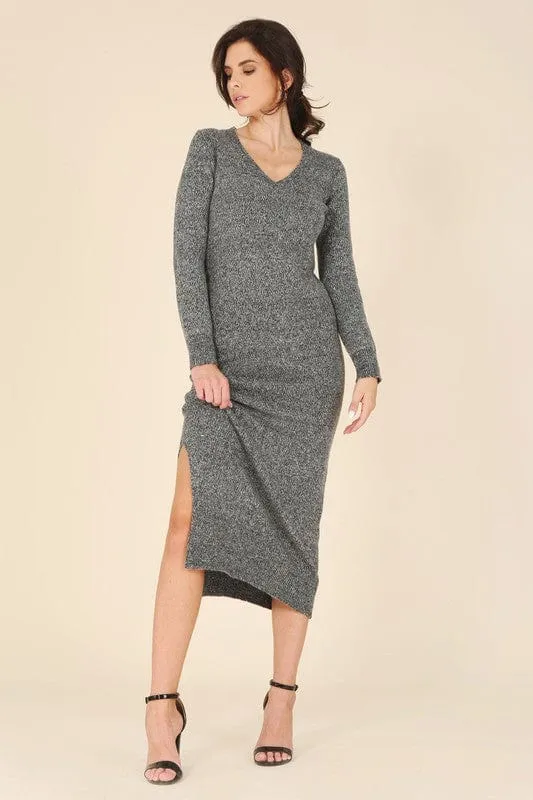 V-neck sweater maxi dress *online only*